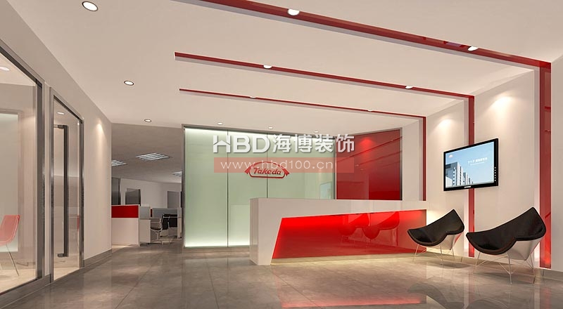 武田藥品廣州公司辦公室裝修 前臺(tái)設(shè)計(jì)